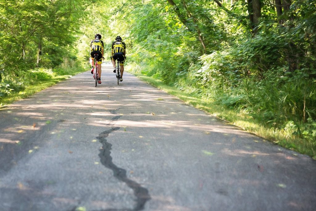 bike trail with two cyclists 