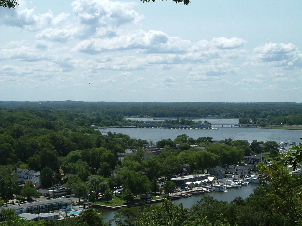 best small towns in Michigan - Saugatuck aerial view